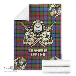 Scottish Premium Blanket Carnegie Ancient Clan Tartan Blanket - Gold Courage Style Scottish Plaid Tartan Plaid
