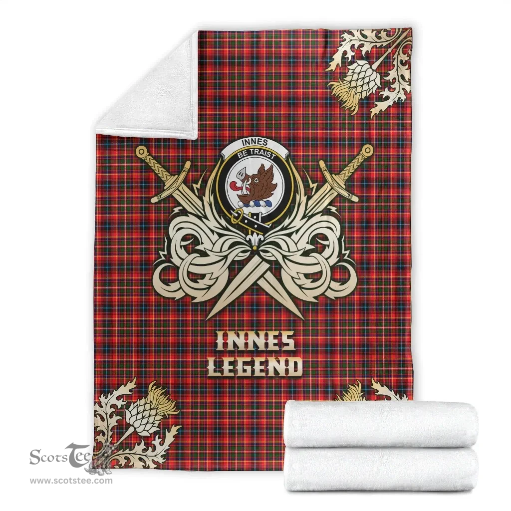 Scottish Premium Blanket Innes Modern Clan Tartan Blanket - Gold Courage Style Scottish Plaid Tartan Plaid