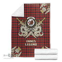 Scottish Premium Blanket Innes Modern Clan Tartan Blanket - Gold Courage Style Scottish Plaid Tartan Plaid