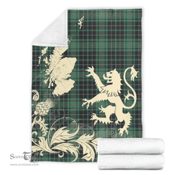 Scottish MacAulay Hunting Ancient Clan Tartan Blanket -  Lion Thistle Map Style Scottish Plaid Tartan Plaid