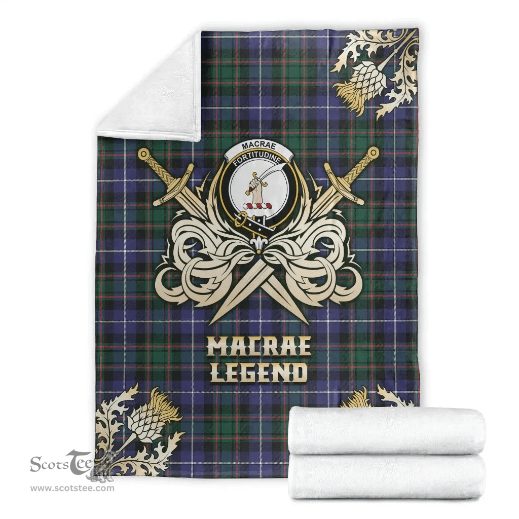 Scottish Premium Blanket MacRae Hunting Modern Clan Tartan Blanket - Gold Courage Style Scottish Plaid Tartan Plaid