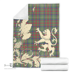 Scottish Shaw Green Modern Clan Tartan Blanket -  Lion Thistle Map Style Scottish Plaid Tartan Plaid
