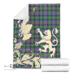 Scottish Logan Ancient Clan Tartan Blanket -  Lion Thistle Map Style Scottish Plaid Tartan Plaid