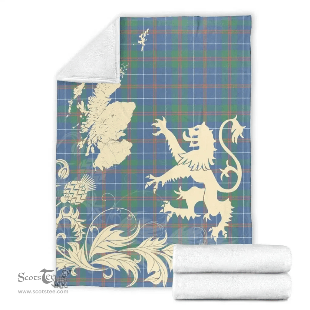 Scottish MacHardy Ancient Clan Tartan Blanket -  Lion Thistle Map Style Scottish Plaid Tartan Plaid