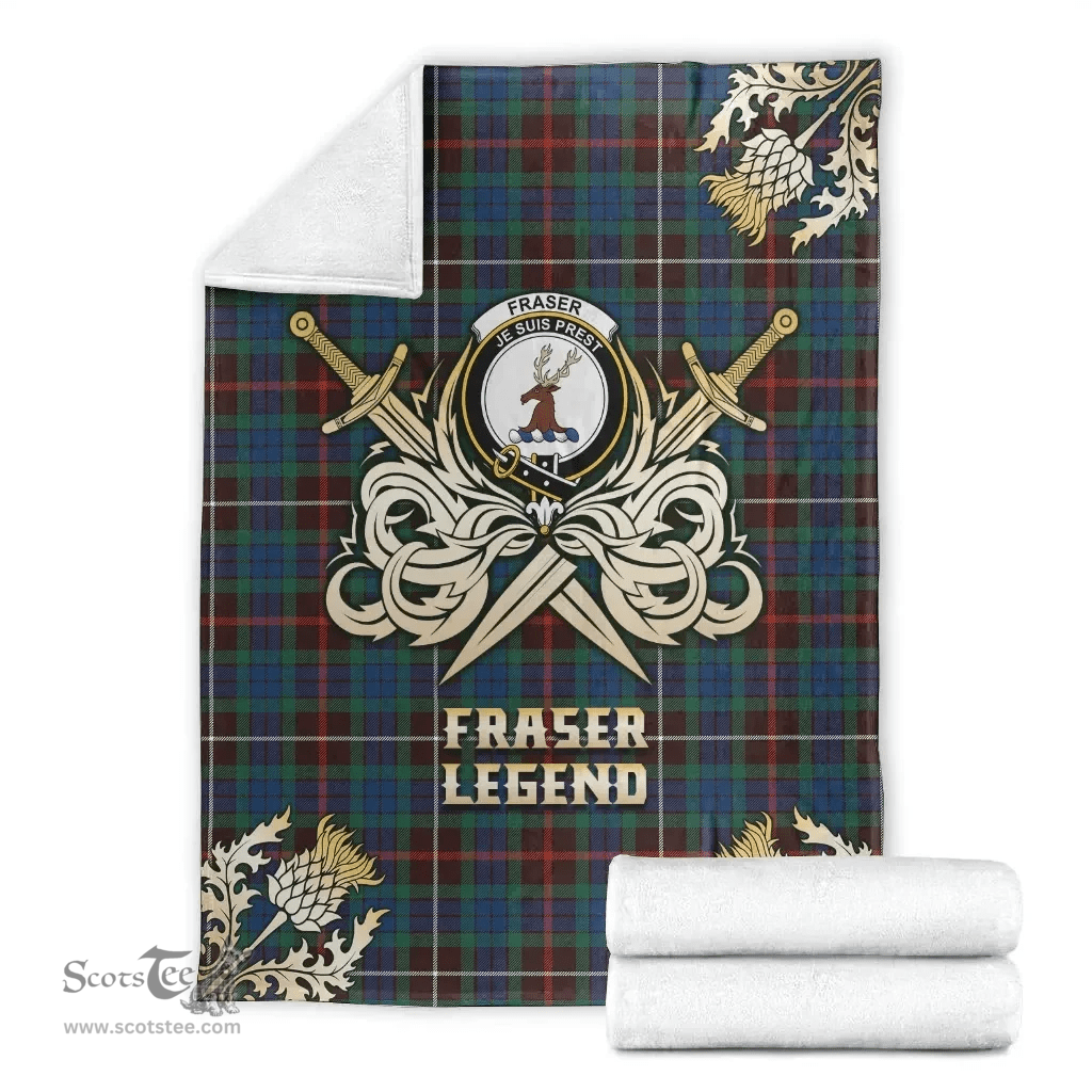 Scottish Premium Blanket Fraser Hunting Ancient Clan Tartan Blanket - Gold Courage Style Scottish Plaid Tartan Plaid
