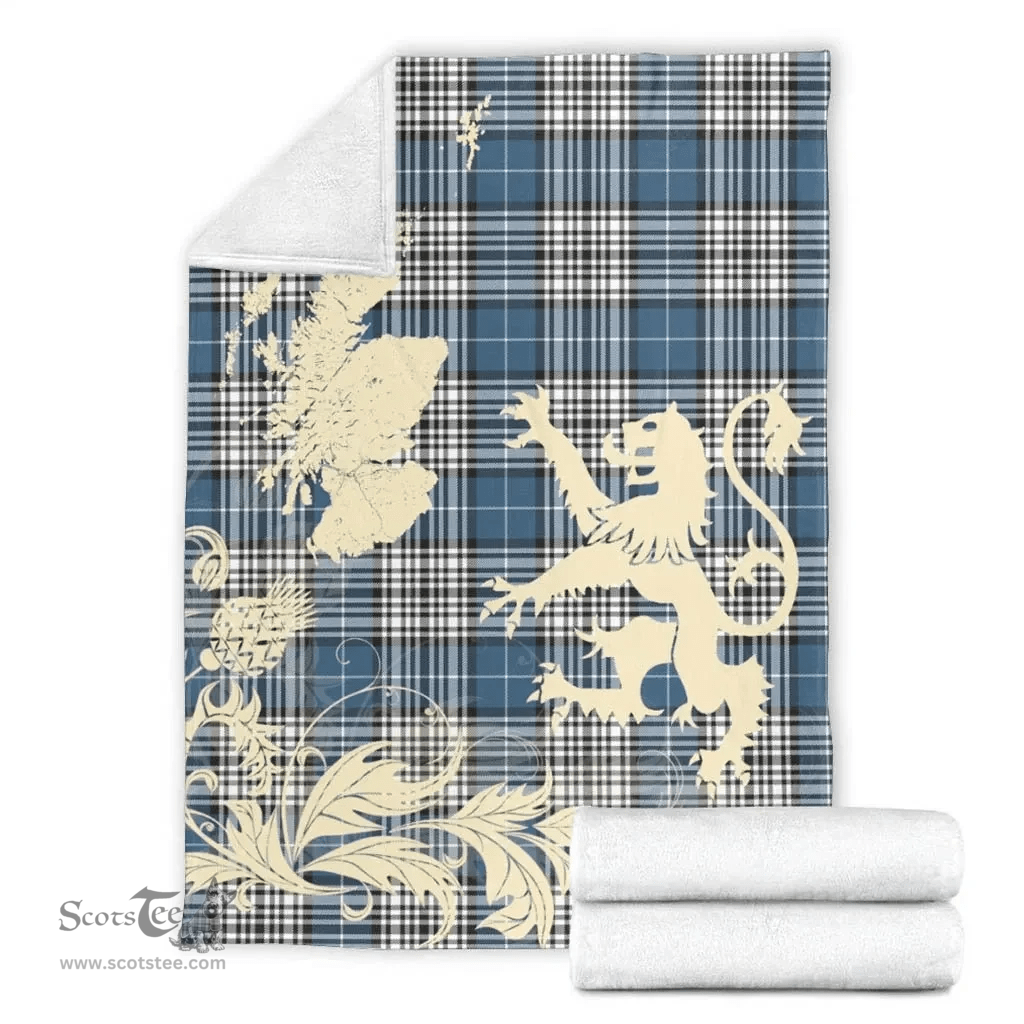 Scottish Napier Modern Clan Tartan Blanket -  Lion Thistle Map Style Scottish Plaid Tartan Plaid
