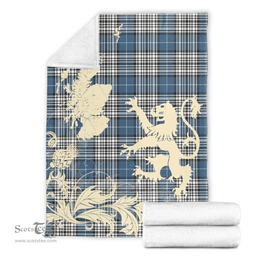 Scottish Napier Modern Clan Tartan Blanket -  Lion Thistle Map Style Scottish Plaid Tartan Plaid
