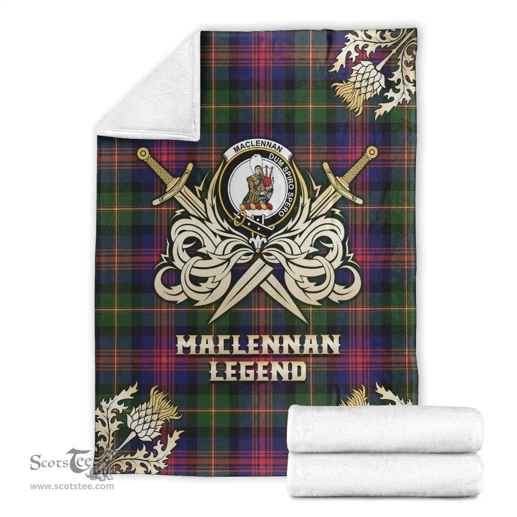 Scottish Premium Blanket MacLennan Clan Tartan Blanket - Gold Courage Style Scottish Plaid Tartan Plaid