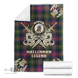 Scottish Premium Blanket MacLennan Clan Tartan Blanket - Gold Courage Style Scottish Plaid Tartan Plaid