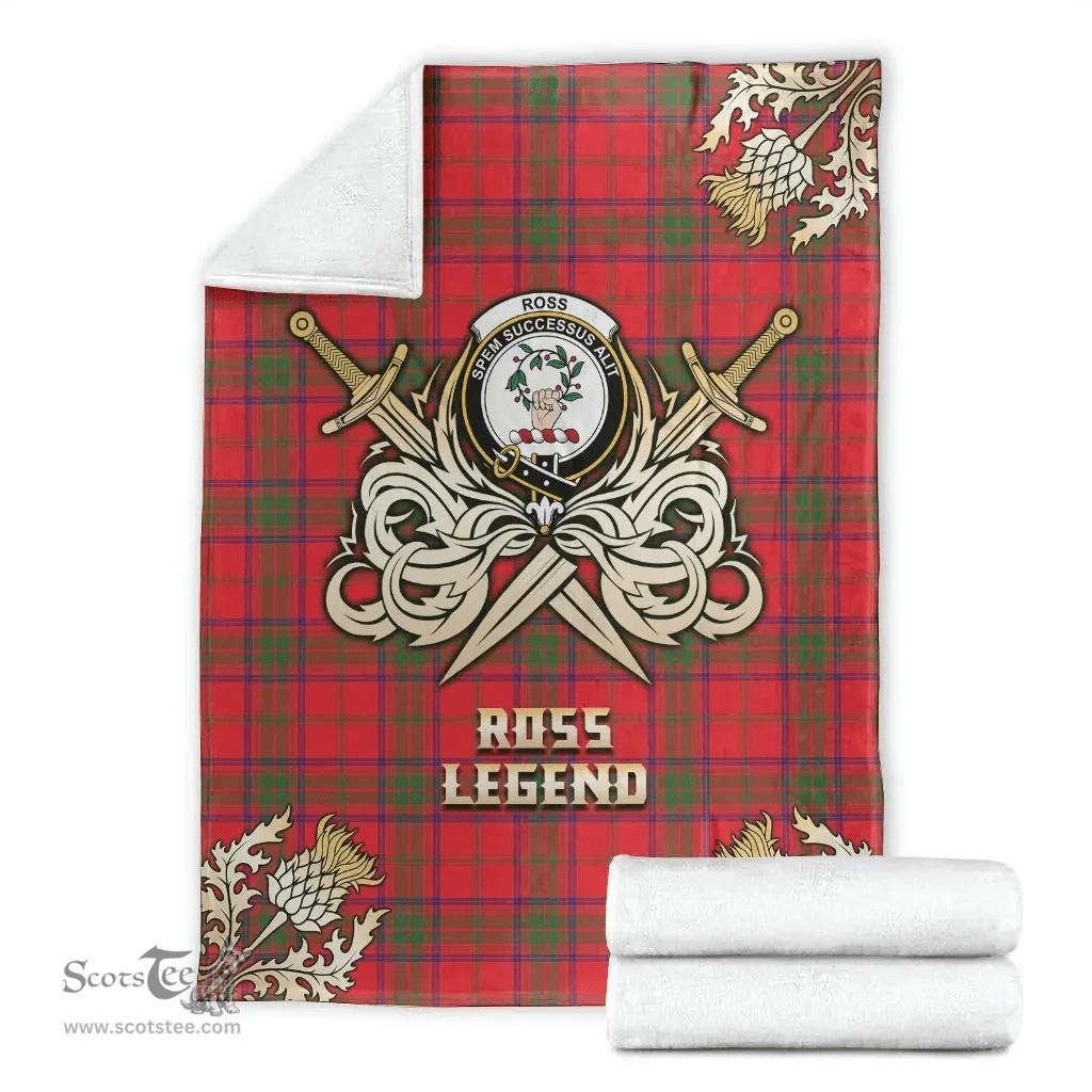 Scottish Premium Blanket Ross Modern Clan Tartan Blanket - Gold Courage Style Scottish Plaid Tartan Plaid