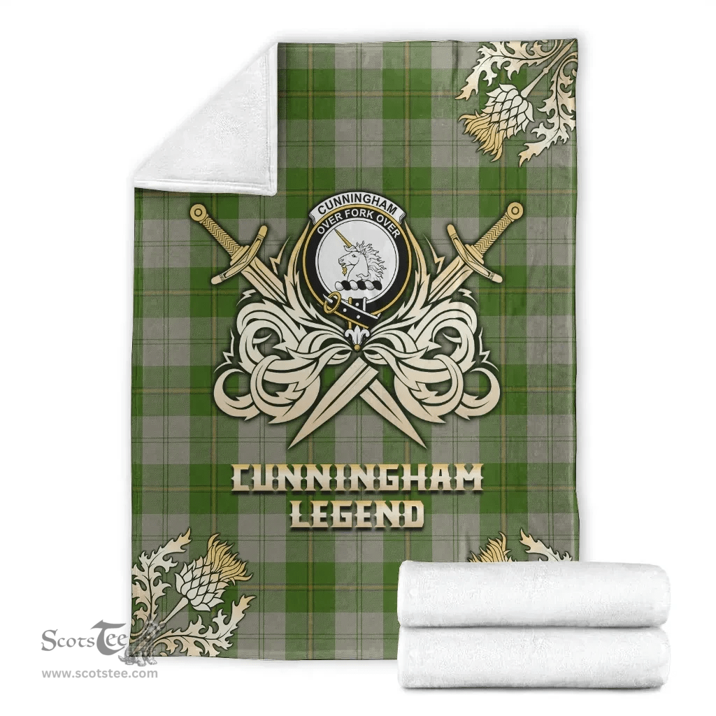 Scottish Premium Blanket Cunningham Dress Green Dancers Clan Tartan Blanket - Gold Courage Style Scottish Plaid Tartan Plaid