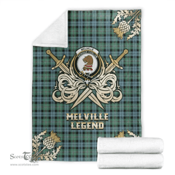 Scottish Premium Blanket Melville Clan Tartan Blanket - Gold Courage Style Scottish Plaid Tartan Plaid