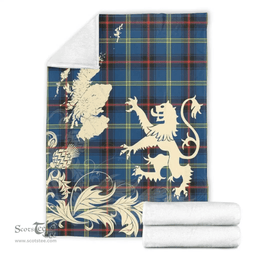 Scottish Grewar Clan Tartan Blanket -  Lion Thistle Map Style Scottish Plaid Tartan Plaid