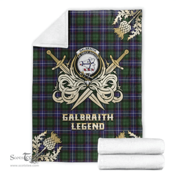 Scottish Premium Blanket Galbraith Modern Clan Tartan Blanket - Gold Courage Style Scottish Plaid Tartan Plaid