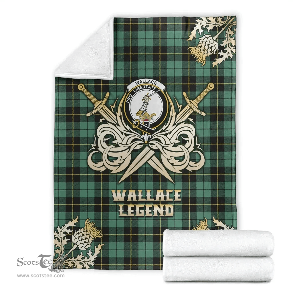 Scottish Premium Blanket Wallace Hunting Ancient Clan Tartan Blanket - Gold Courage Style Scottish Plaid Tartan Plaid