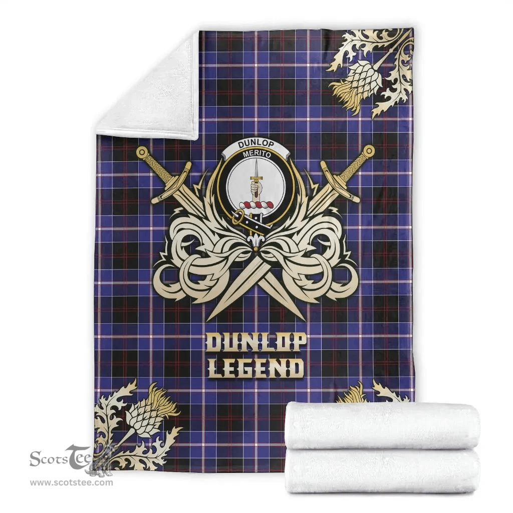 Scottish Premium Blanket Dunlop Modern Clan Tartan Blanket - Gold Courage Style Scottish Plaid Tartan Plaid