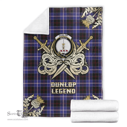 Scottish Premium Blanket Dunlop Modern Clan Tartan Blanket - Gold Courage Style Scottish Plaid Tartan Plaid