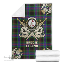 Scottish Premium Blanket Brodie Hunting Modern Clan Tartan Blanket - Gold Courage Style Scottish Plaid Tartan Plaid