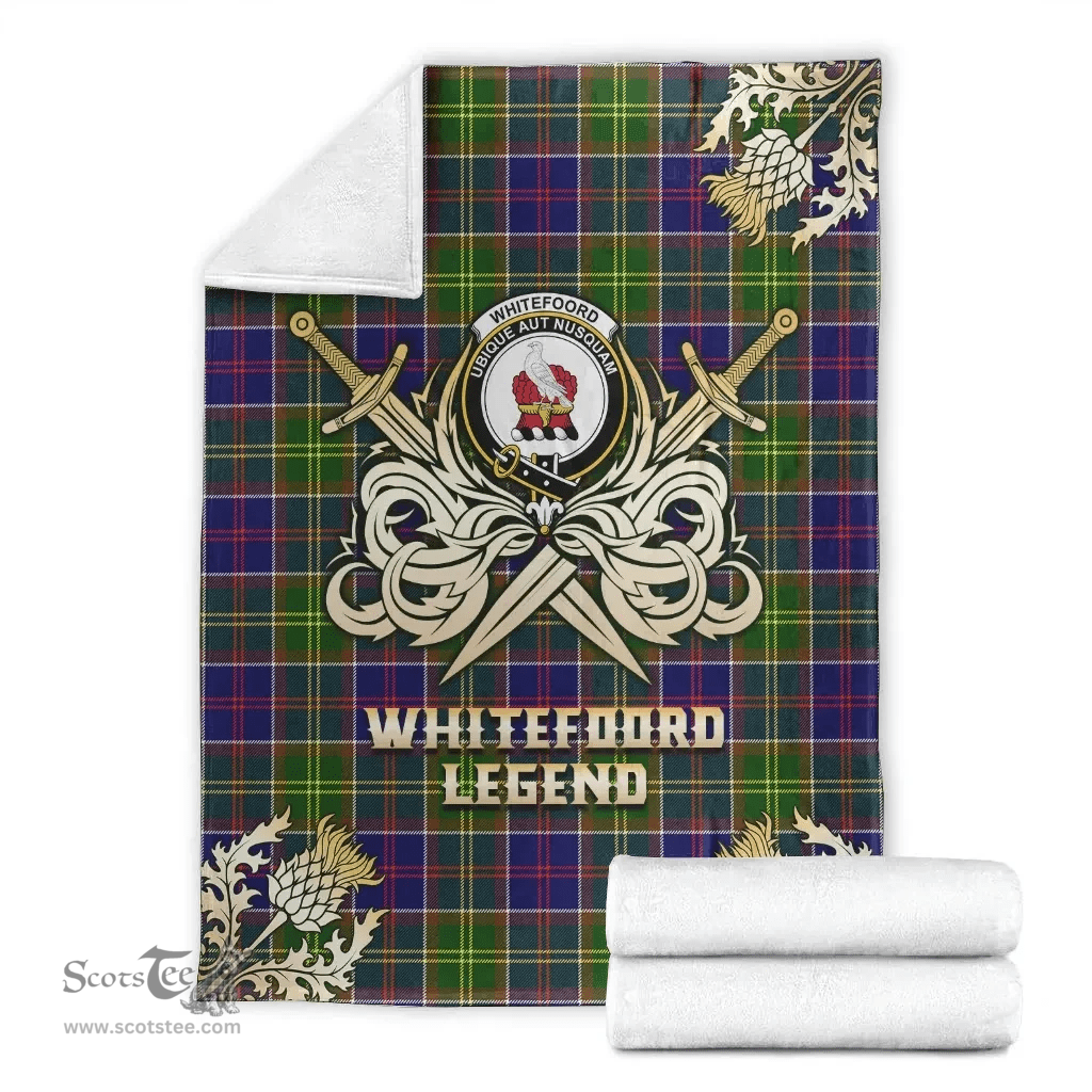 Scottish Premium Blanket Whitefoord modern Clan Tartan Blanket - Gold Courage Style Scottish Plaid Tartan Plaid