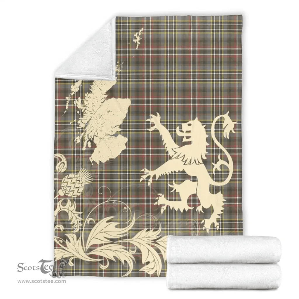 Scottish SCOTT GREEN WEATHERED Clan Tartan Blanket -  Lion Thistle Map Style Scottish Plaid Tartan Plaid