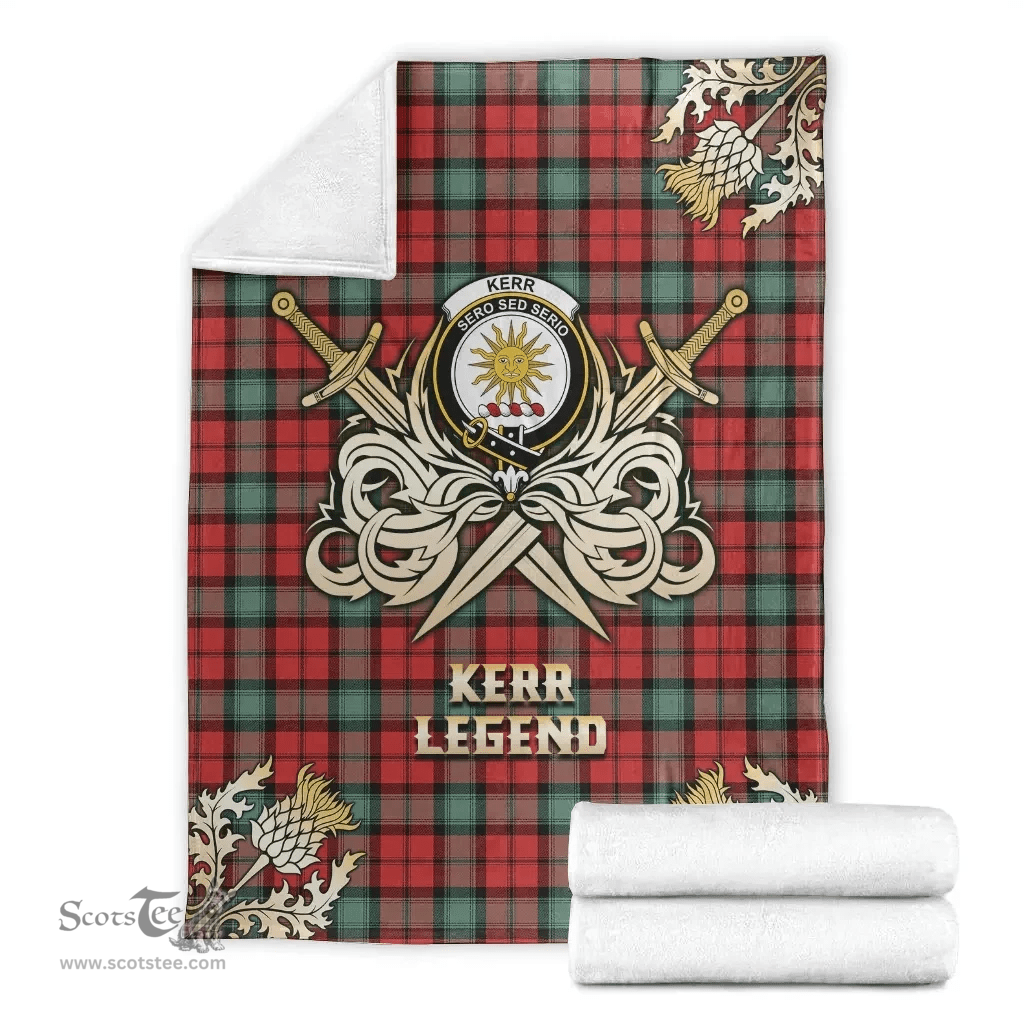 Scottish Premium Blanket Kerr Ancient Clan Tartan Blanket - Gold Courage Style Scottish Plaid Tartan Plaid