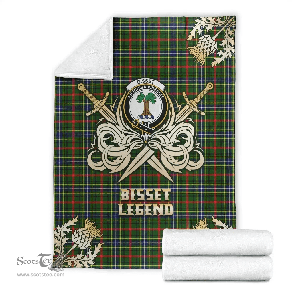Scottish Premium Blanket Bisset Clan Tartan Blanket - Gold Courage Style Scottish Plaid Tartan Plaid