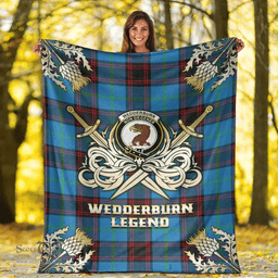 Scottish Premium Blanket Wedderburn Clan Tartan Blanket - Gold Courage Style Scottish Plaid Tartan Plaid