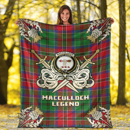 Scottish Premium Blanket MacCulloch Clan Tartan Blanket - Gold Courage Style Scottish Plaid Tartan Plaid