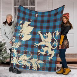 Scottish Home Ancient Clan Tartan Blanket -  Lion Thistle Map Style Scottish Plaid Tartan Plaid