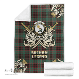 Scottish Premium Blanket Buchan Ancient Clan Tartan Blanket - Gold Courage Style Scottish Plaid Tartan Plaid