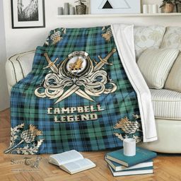 Scottish Premium Blanket Campbell Ancient 01 Clan Tartan Blanket - Gold Courage Style Scottish Plaid Tartan Plaid