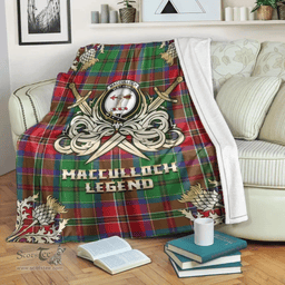 Scottish Premium Blanket MacCulloch Clan Tartan Blanket - Gold Courage Style Scottish Plaid Tartan Plaid