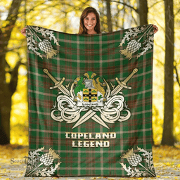 Scottish Premium Blanket Copeland Clan Tartan Blanket - Gold Courage Style Scottish Plaid Tartan Plaid
