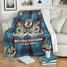 Scottish Premium Blanket Wedderburn Clan Tartan Blanket - Gold Courage Style Scottish Plaid Tartan Plaid