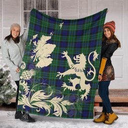 Scottish MacCallum Modern Clan Tartan Blanket -  Lion Thistle Map Style Scottish Plaid Tartan Plaid