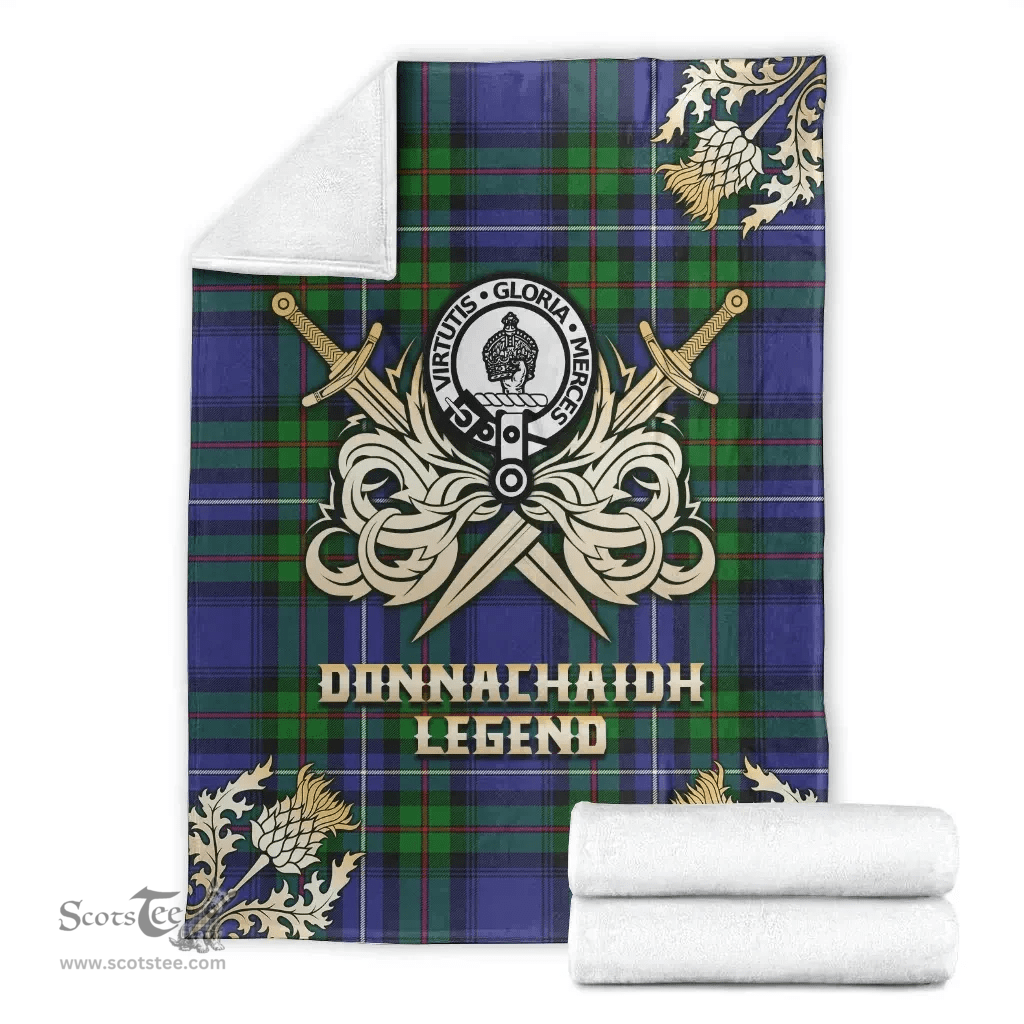 Scottish Premium Blanket Donnachaidh Clan Tartan Blanket - Gold Courage Style Scottish Plaid Tartan Plaid
