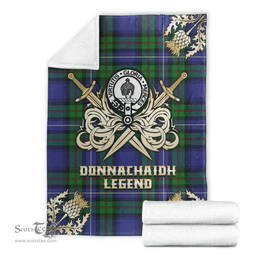 Scottish Premium Blanket Donnachaidh Clan Tartan Blanket - Gold Courage Style Scottish Plaid Tartan Plaid
