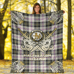 Scottish Premium Blanket MacPherson Dress Ancient Clan Tartan Blanket - Gold Courage Style Scottish Plaid Tartan Plaid