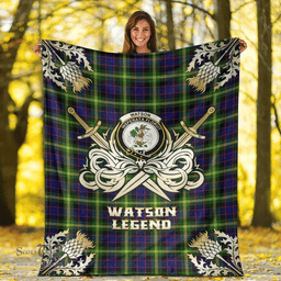 Scottish Premium Blanket Watson Modern Clan Tartan Blanket - Gold Courage Style Scottish Plaid Tartan Plaid