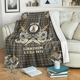 Scottish Premium Blanket Gordon Weathered Clan Tartan Blanket - Gold Courage Style Scottish Plaid Tartan Plaid
