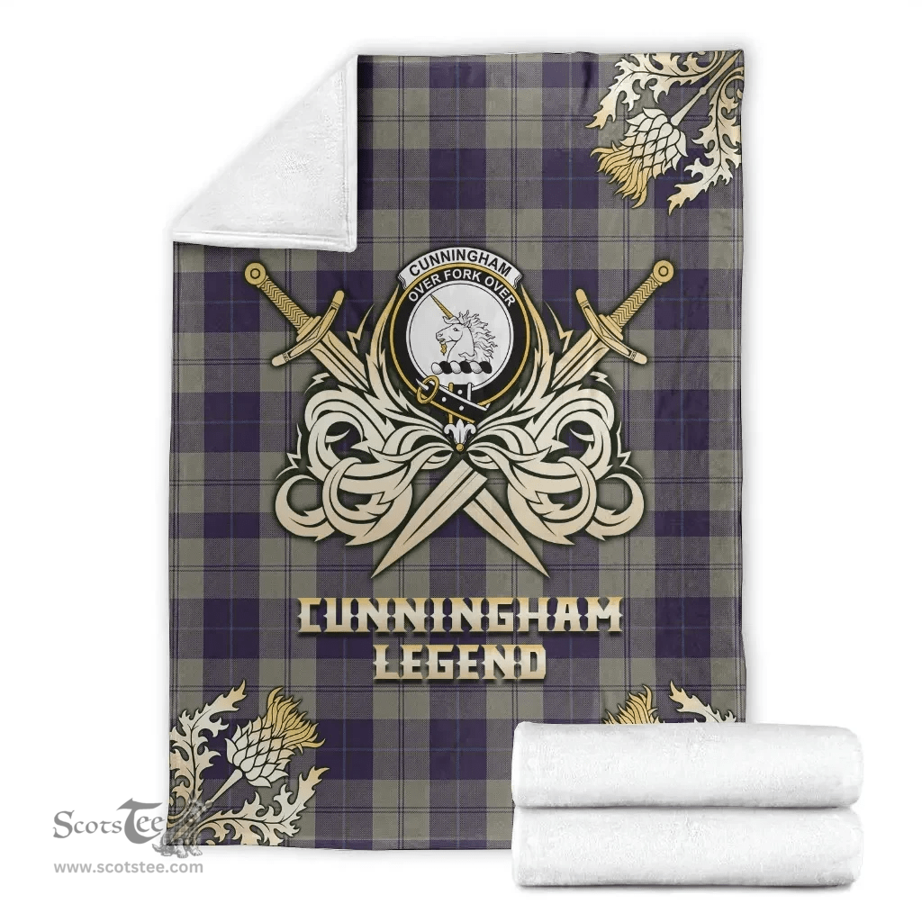 Scottish Premium Blanket Cunningham Dress Blue Dancers Clan Tartan Blanket - Gold Courage Style Scottish Plaid Tartan Plaid