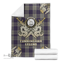 Scottish Premium Blanket Cunningham Dress Blue Dancers Clan Tartan Blanket - Gold Courage Style Scottish Plaid Tartan Plaid