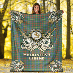 Scottish Premium Blanket MacKintosh Hunting Ancient Clan Tartan Blanket - Gold Courage Style Scottish Plaid Tartan Plaid