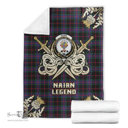 Scottish Premium Blanket Nairn Clan Tartan Blanket - Gold Courage Style Scottish Plaid Tartan Plaid