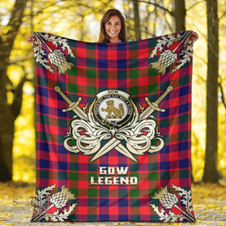 Scottish Premium Blanket Gow of McGouan Clan Tartan Blanket - Gold Courage Style Scottish Plaid Tartan Plaid