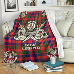 Scottish Premium Blanket Gow of McGouan Clan Tartan Blanket - Gold Courage Style Scottish Plaid Tartan Plaid
