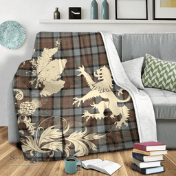 Scottish MacLaren Weathered Clan Tartan Blanket -  Lion Thistle Map Style Scottish Plaid Tartan Plaid