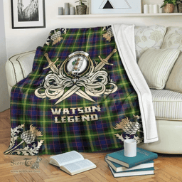 Scottish Premium Blanket Watson Modern Clan Tartan Blanket - Gold Courage Style Scottish Plaid Tartan Plaid
