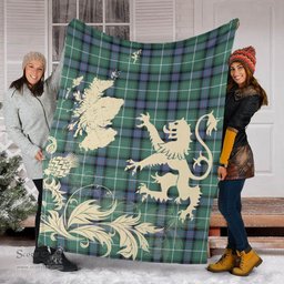 Scottish MacDonald of the Isles Hunting Ancient Clan Tartan Blanket -  Lion Thistle Map Style Scottish Plaid Tartan Plaid