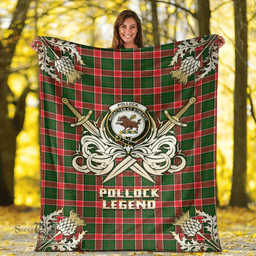 Scottish Premium Blanket Pollock Modern Clan Tartan Blanket - Gold Courage Style Scottish Plaid Tartan Plaid